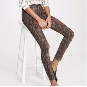 PAIGE Hoxton Ultra Skinny coated Jeans brown snake snakeskin print Sz 27